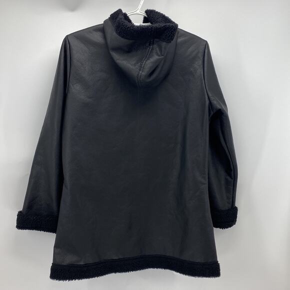 Bryn Walker faux leather fleece lined full zip hooded coat minimalist size S - Picture 5 of 8